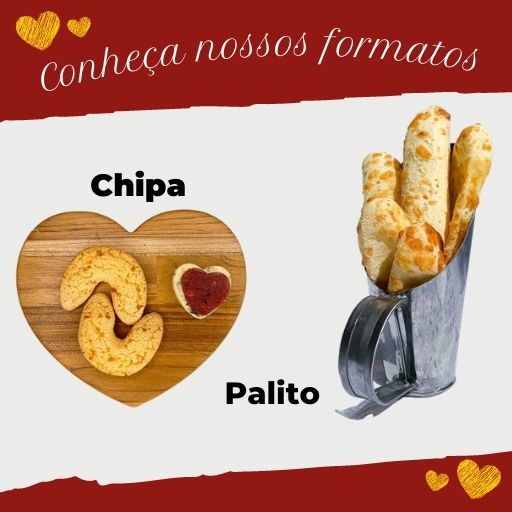 formatos de pão de queijo: chipa e palito